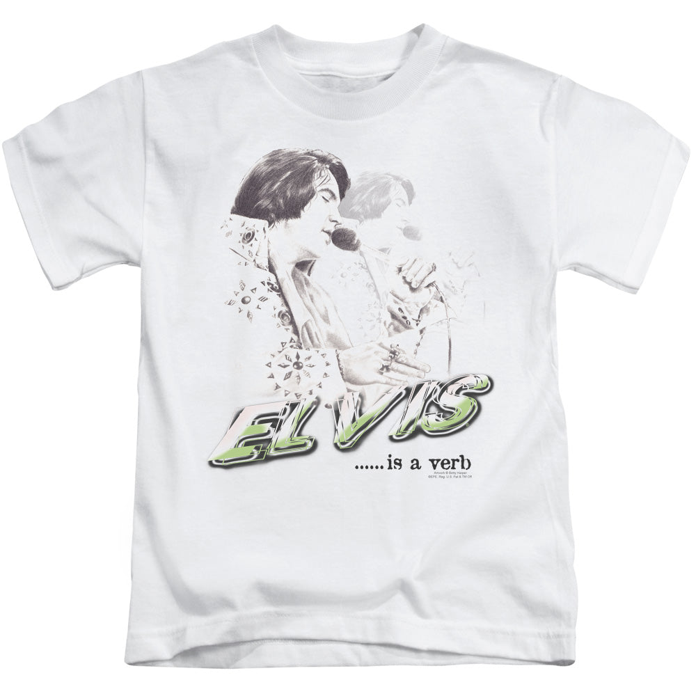 Elvis Presley Elvis is a Verb Juvenile Kids Youth T Shirt White