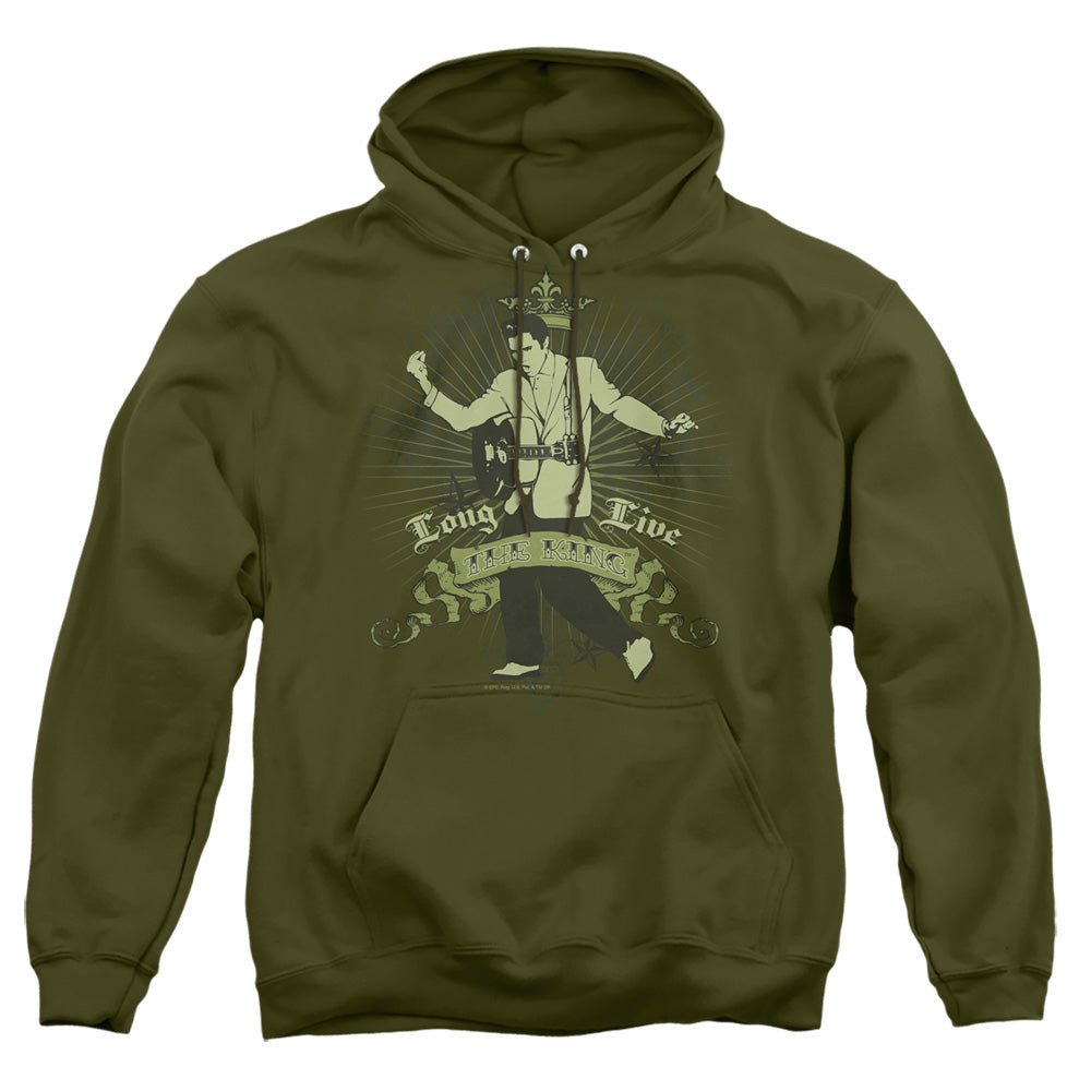 Elvis Presley Long Live The King Mens Hoodie Military Green Officially Licensed