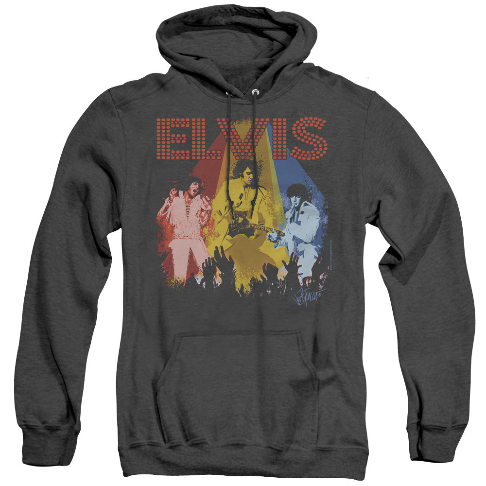 Elvis Presley Vegas Remembered Mens Heather Hoodie Black Officially Licensed