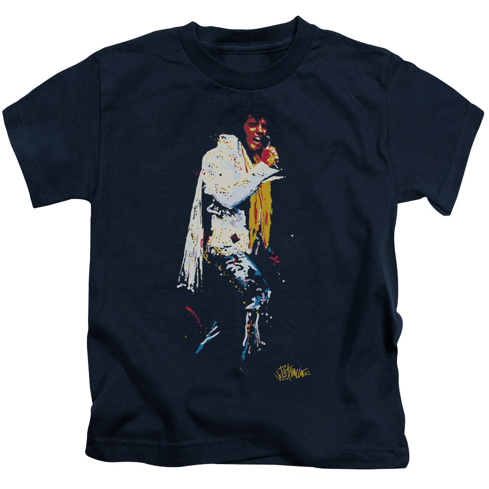 Elvis Presley Yellow Scarf Juvenile Kids Youth T Shirt Navy