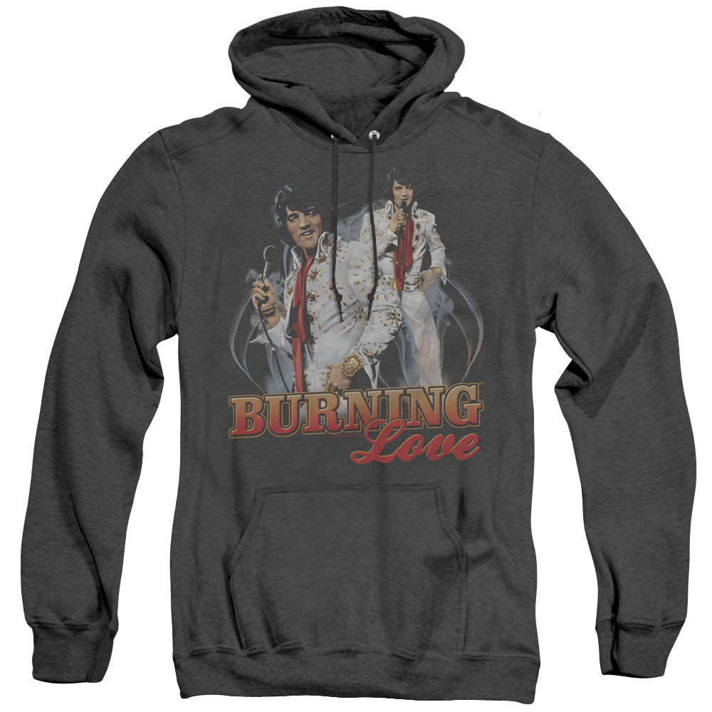 Elvis Presley Burning Love Mens Heather Hoodie Black Officially Licensed