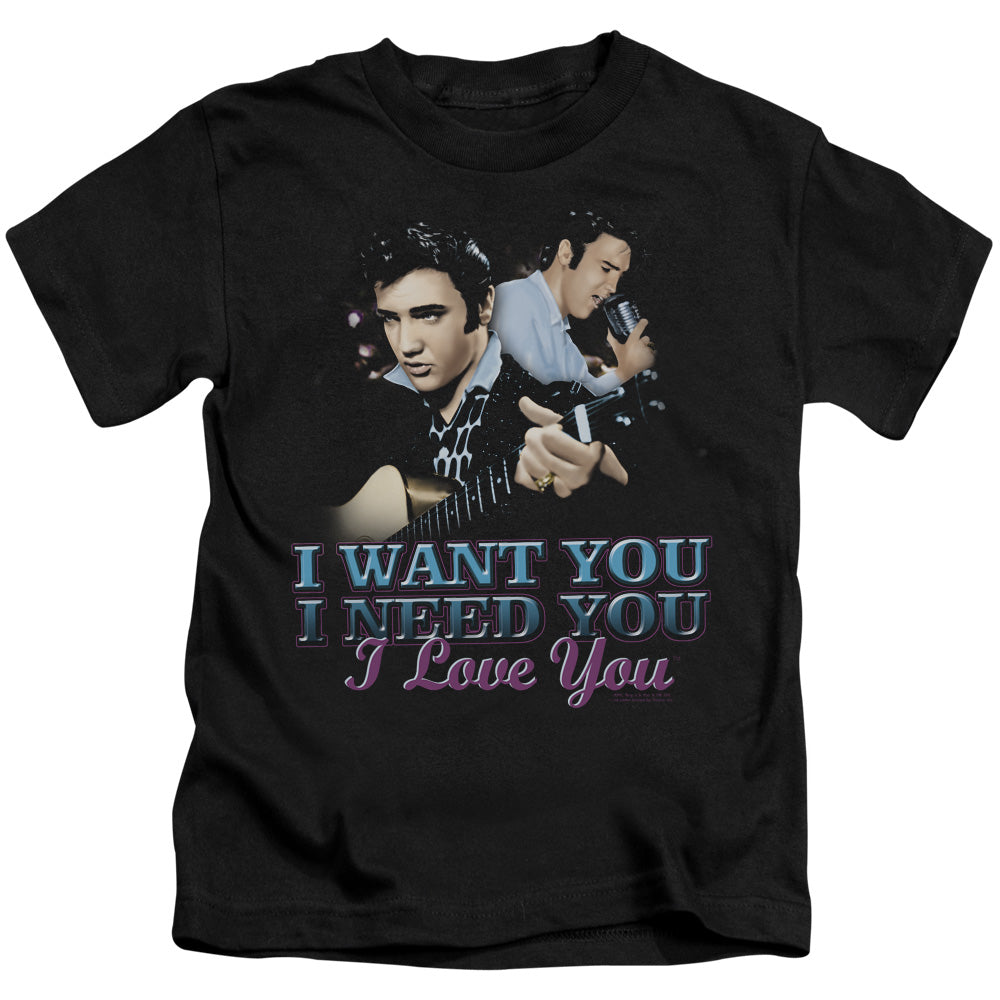 Elvis Presley I Want You Juvenile Kids Youth T Shirt Black