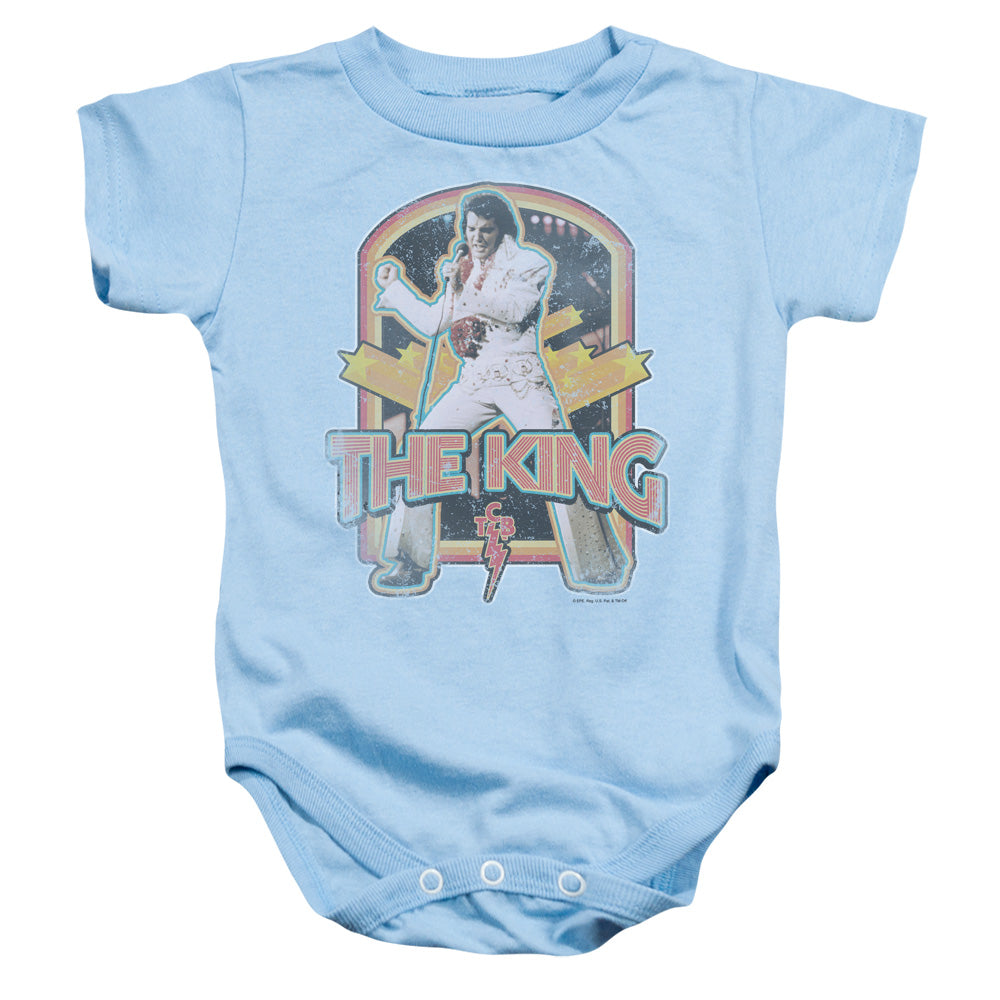 Elvis Presley Distressed King Infant Baby Snapsuit Light Blue