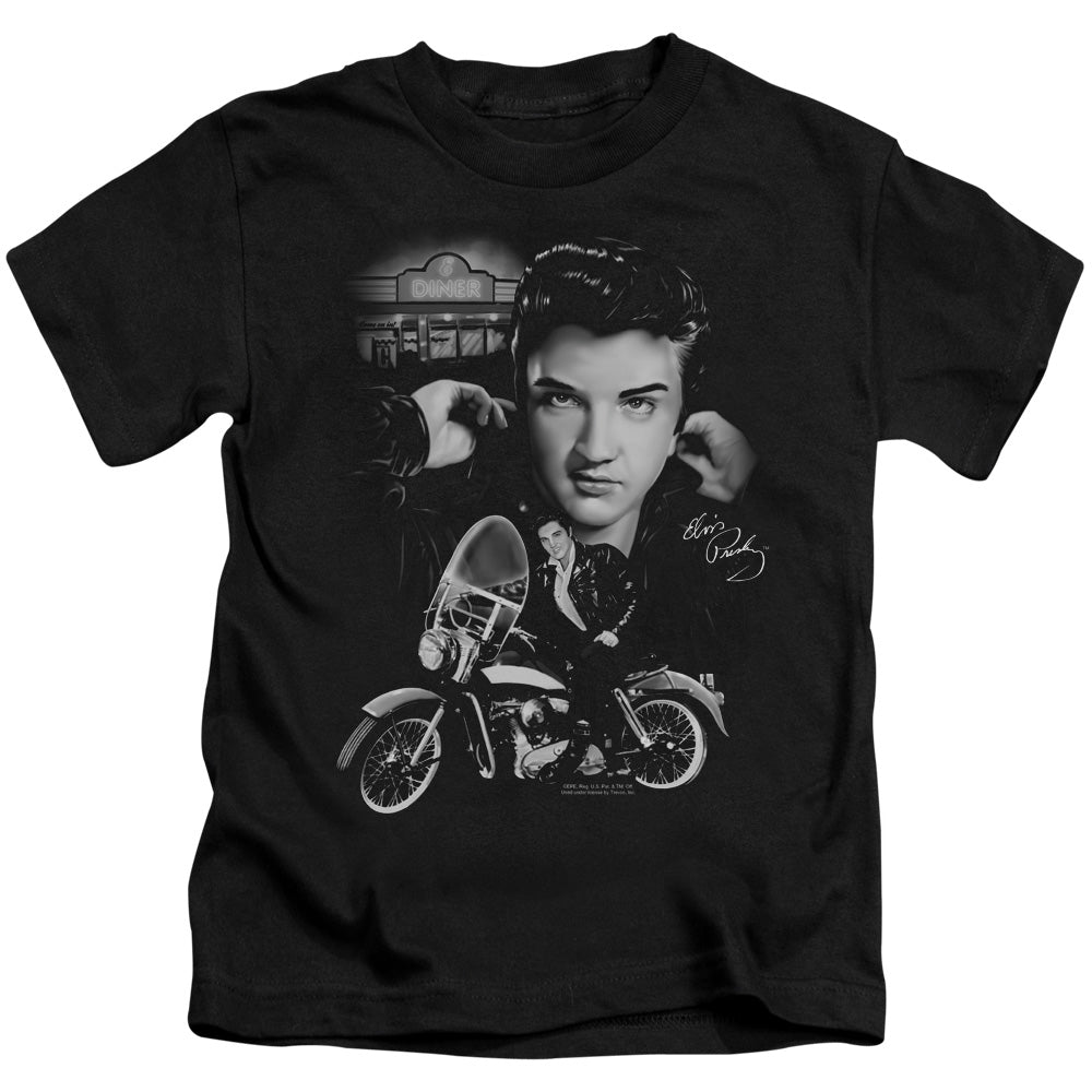 Elvis Presley the King Rides Again Juvenile Kids Youth T Shirt Black