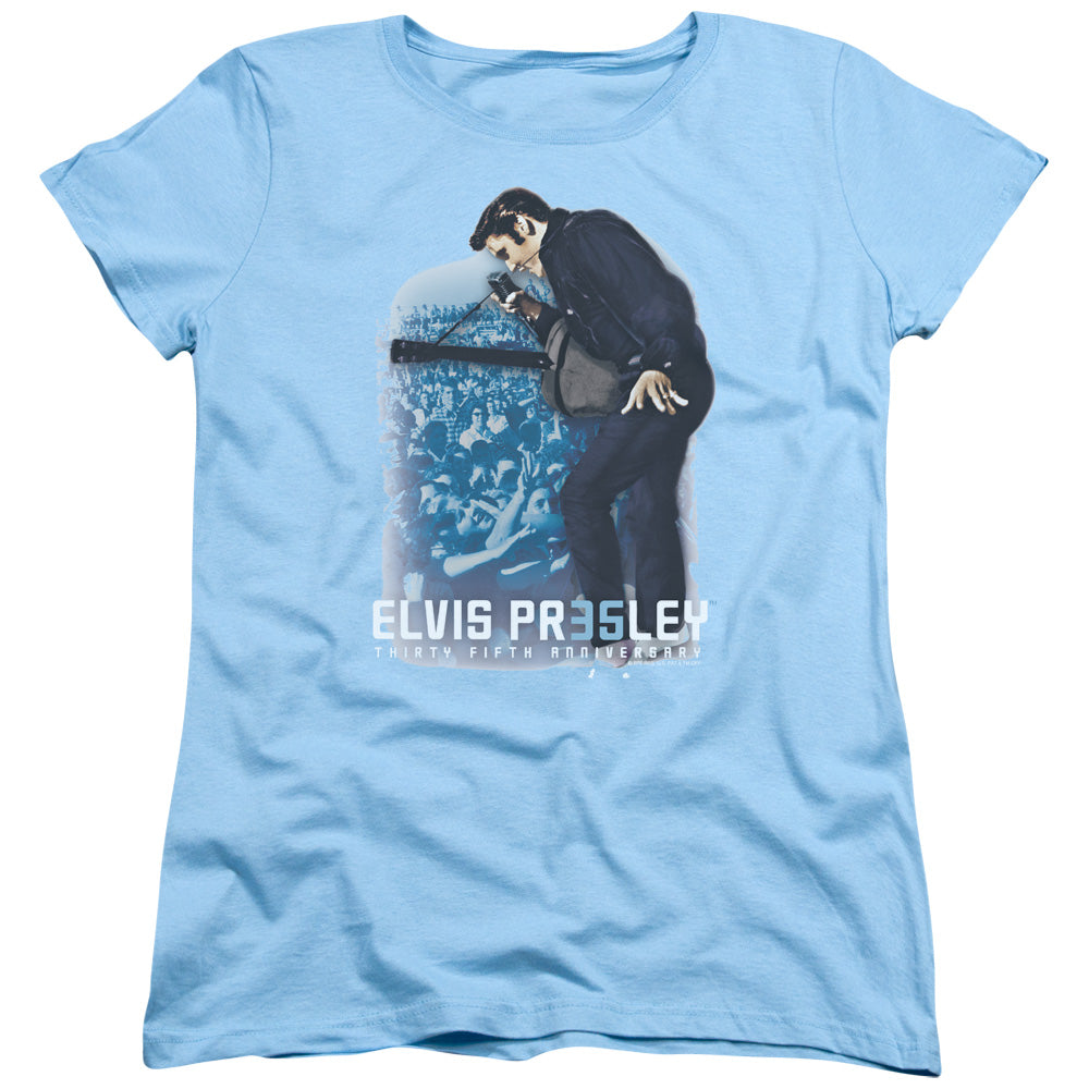 Elvis Presley 35th Anniversary 3 Womens T Shirt Light Blue