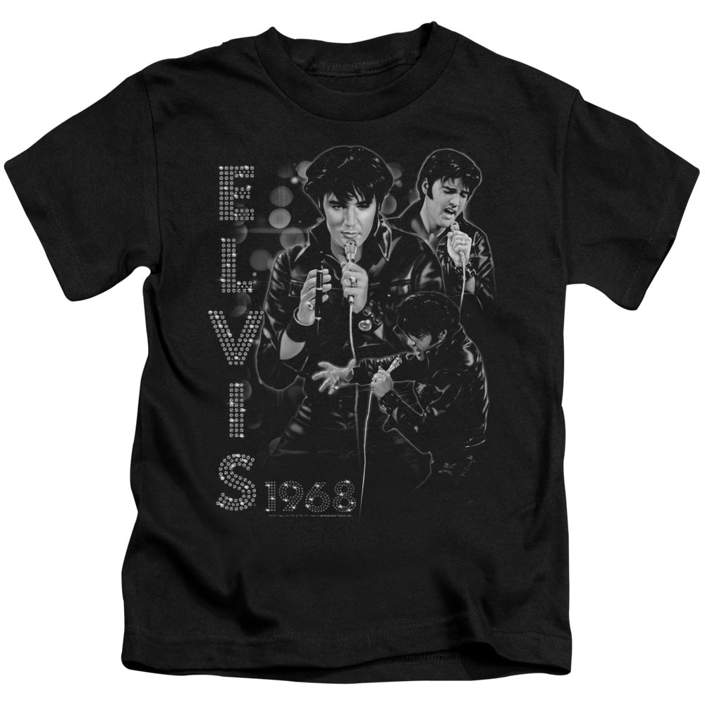 Elvis Presley Leathered Juvenile Kids Youth T Shirt Black
