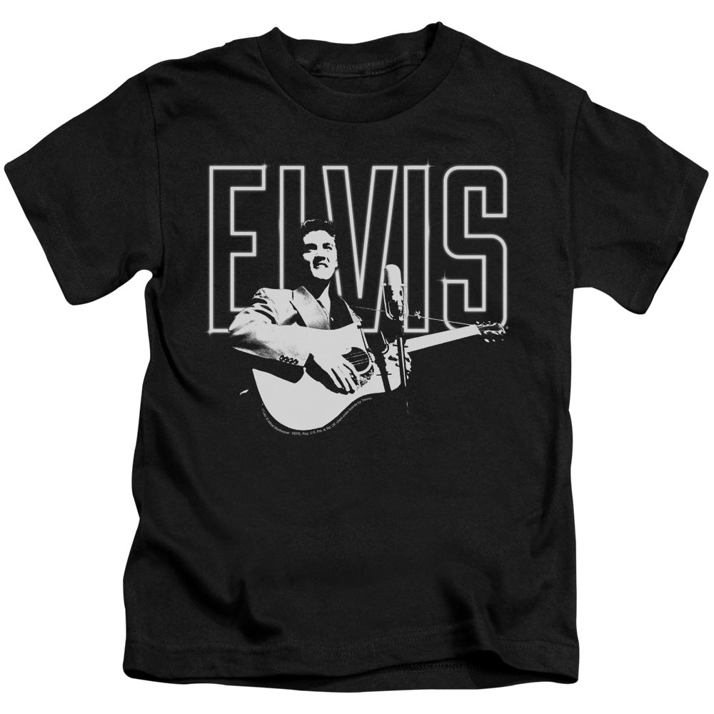 Elvis Presley White Glow Juvenile Kids Youth T Shirt Black