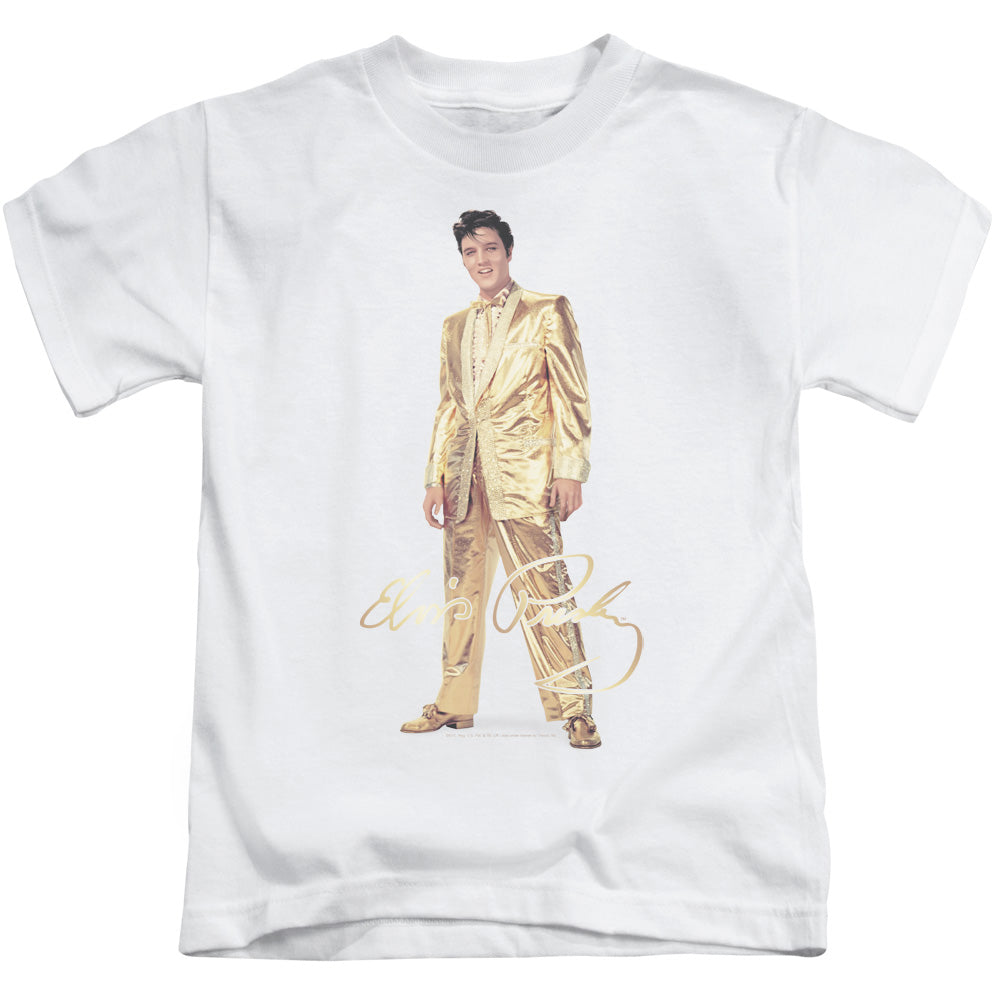 Elvis Presley Gold Lame Suit Juvenile Kids Youth T Shirt White