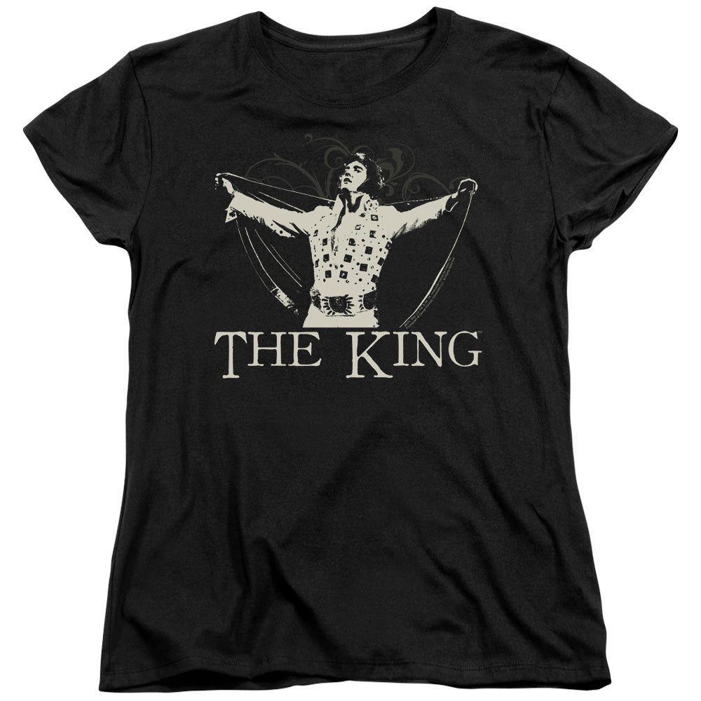 Elvis Presley Ornate King Womens T Shirt Black