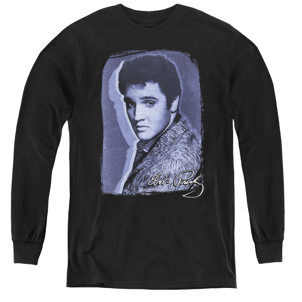 Elvis Presley Overlay Long Sleeve Kids Youth T Shirt Black