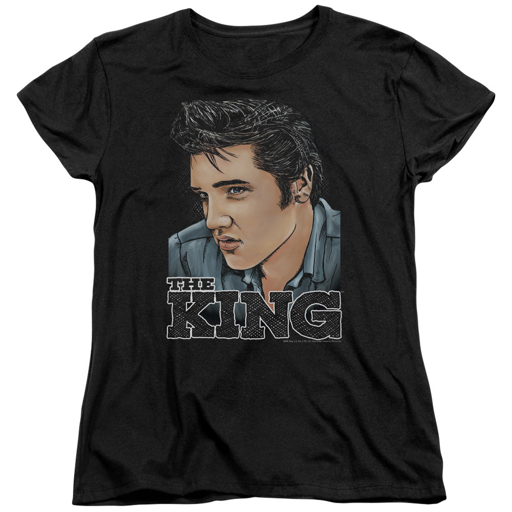 Elvis Presley Graphic King Womens T Shirt Black