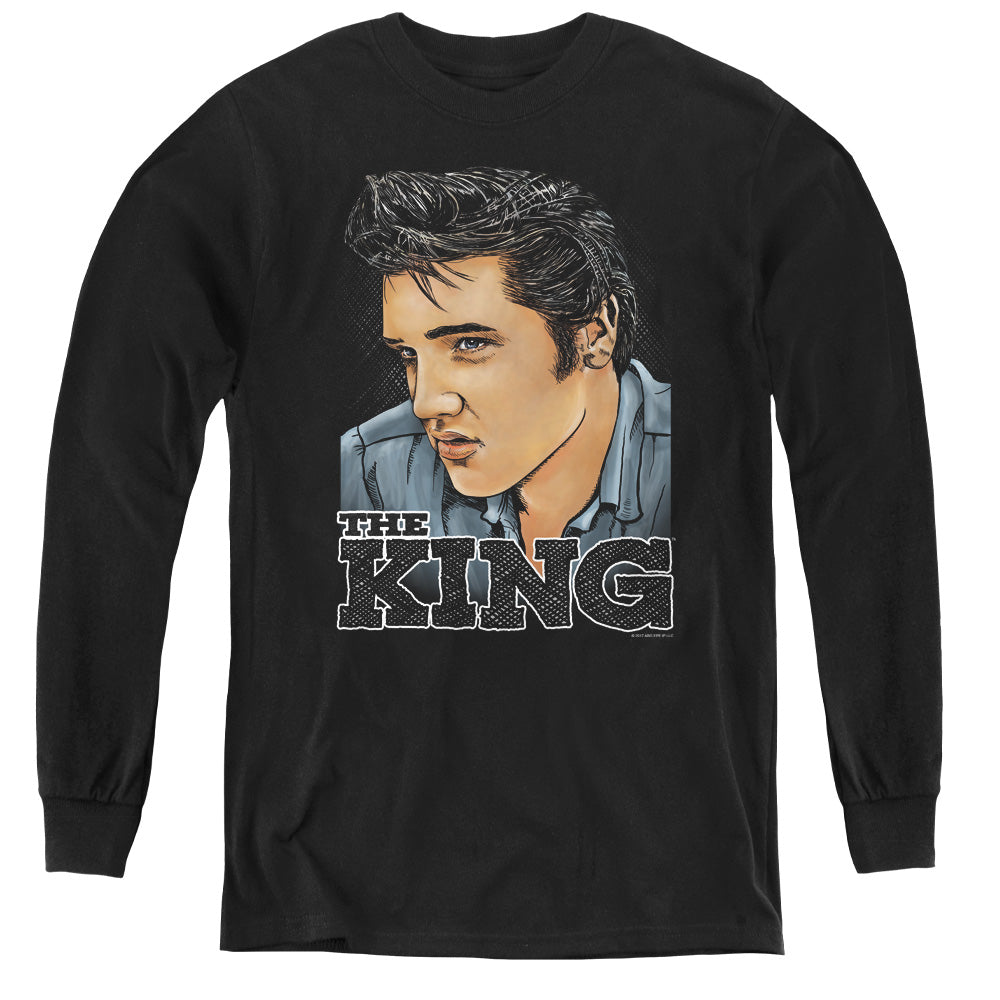 Elvis Presley Graphic King Long Sleeve Kids Youth T Shirt Black