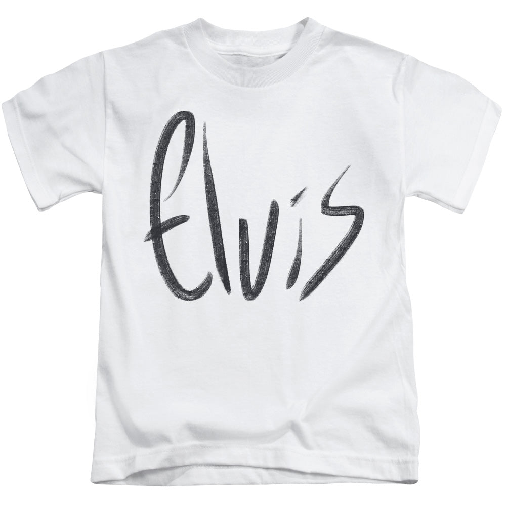 Elvis Presley Sketchy Name Juvenile Kids Youth T Shirt White