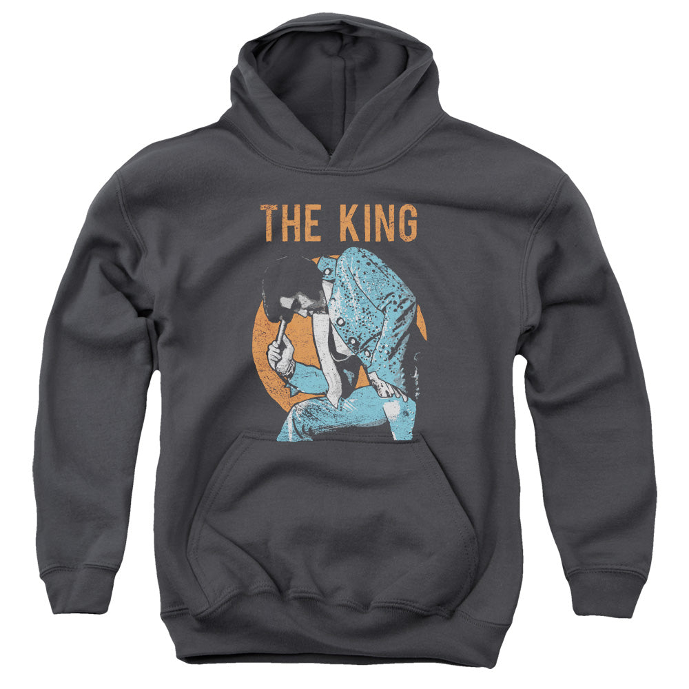 Elvis Presley Mic in Hand Kids Youth Hoodie Charcoal