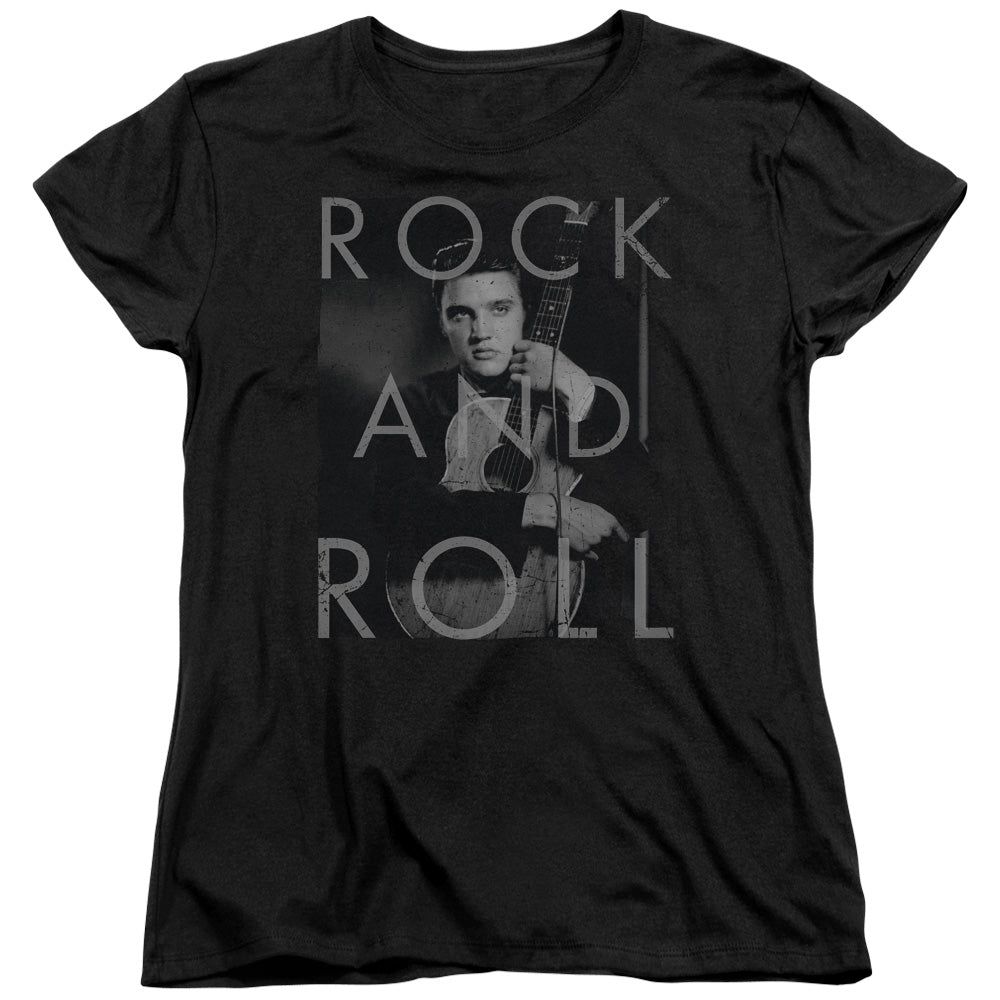 Elvis Presley Rock and Roll Womens T Shirt Black
