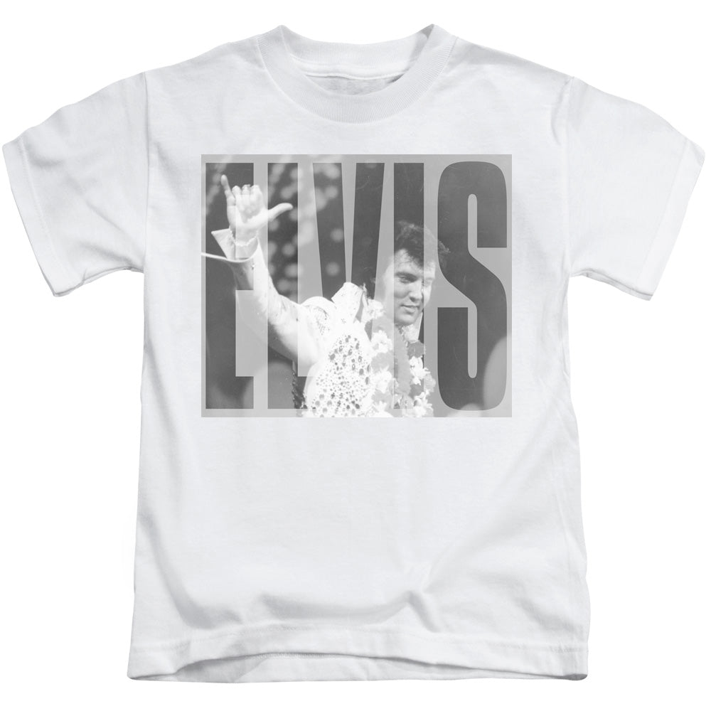 Elvis Presley Aloha Gray Juvenile Kids Youth T Shirt White