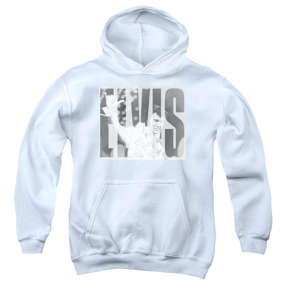 Elvis Presley Aloha Gray Kids Youth Hoodie White