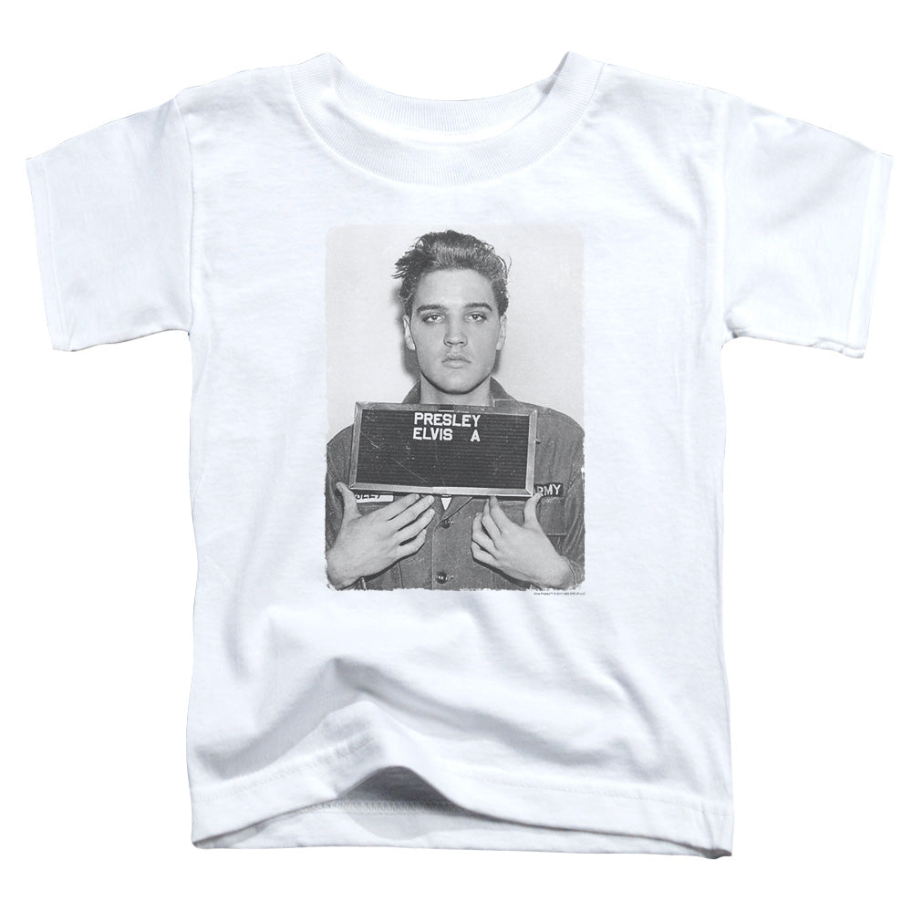 Elvis Presley Army Mug Shot Toddler Kids Youth T Shirt White