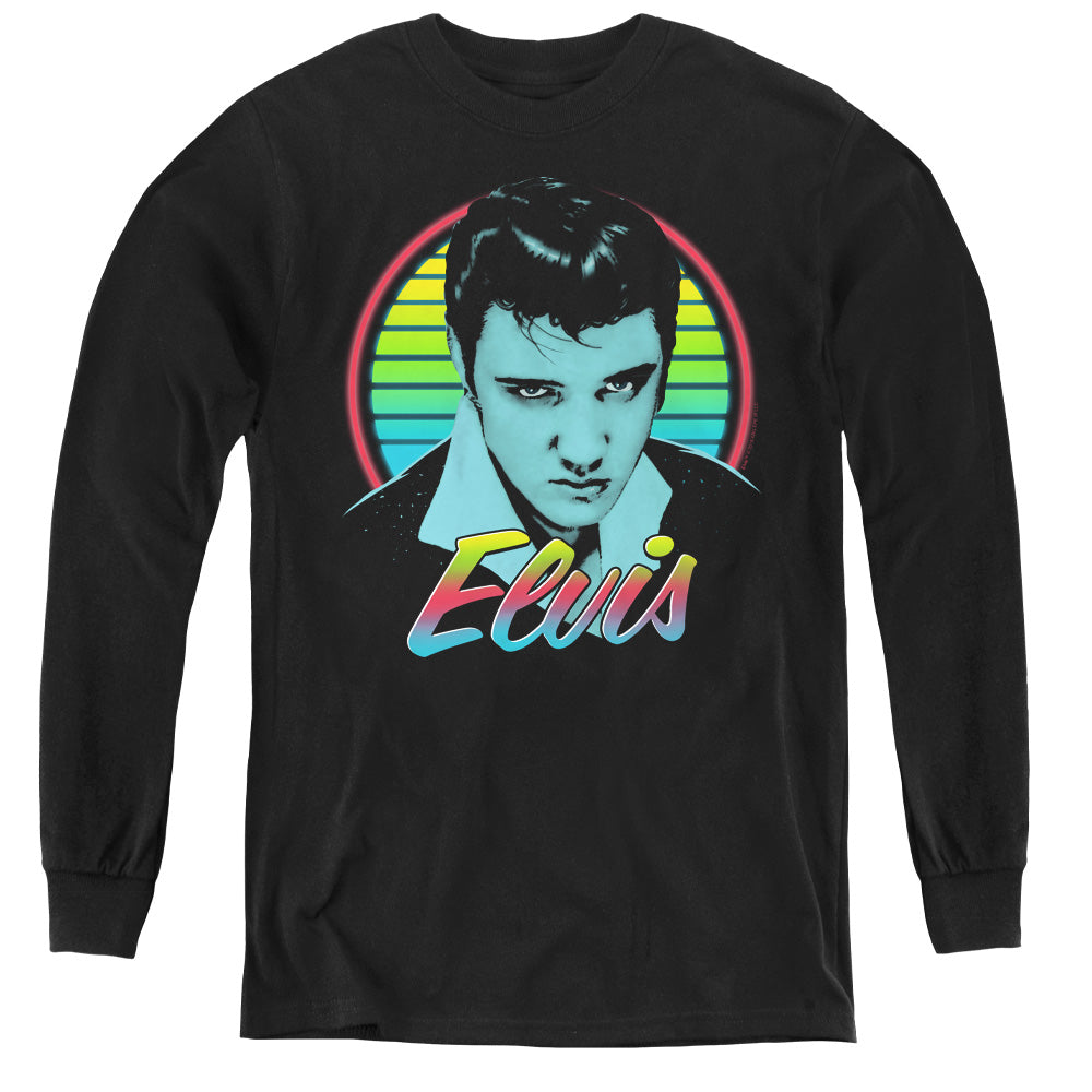 Elvis Presley Neon King Long Sleeve Kids Youth T Shirt Black