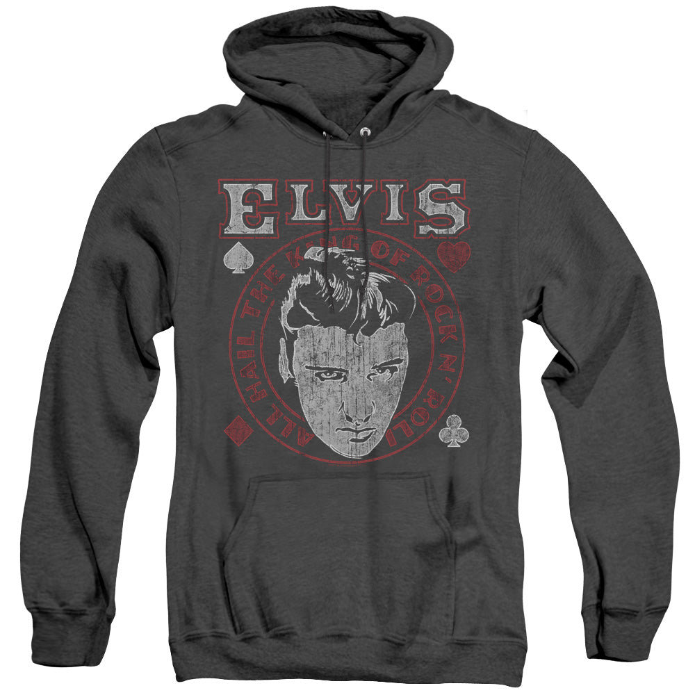 Elvis Presley Hail the King Heather Mens Hoodie Black