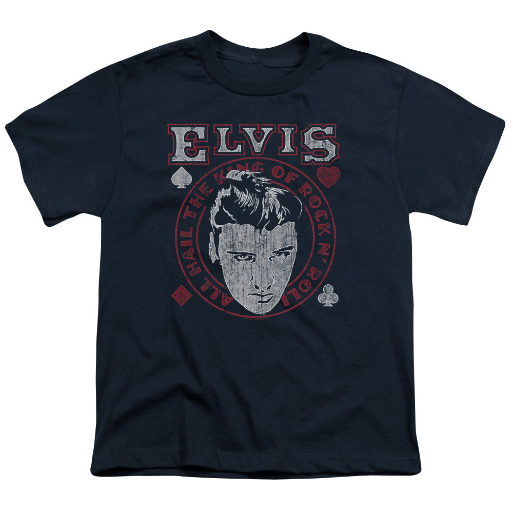 Elvis Presley Hail the King Kids Youth T Shirt Navy