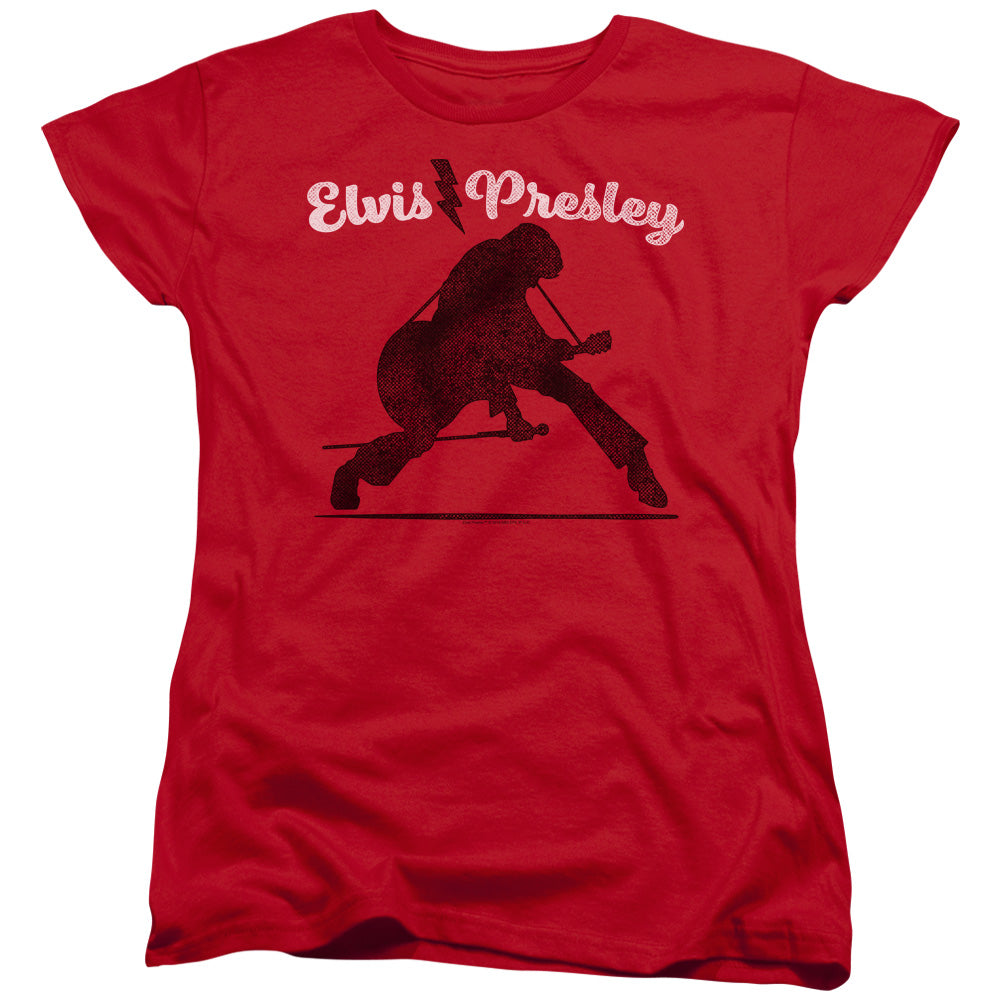 Elvis Presley Overprint Womens T Shirt Red