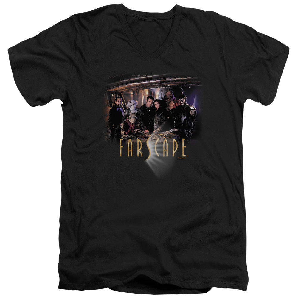 Farscape Cast Mens Slim Fit V-Neck T Shirt Black Officially Licensed