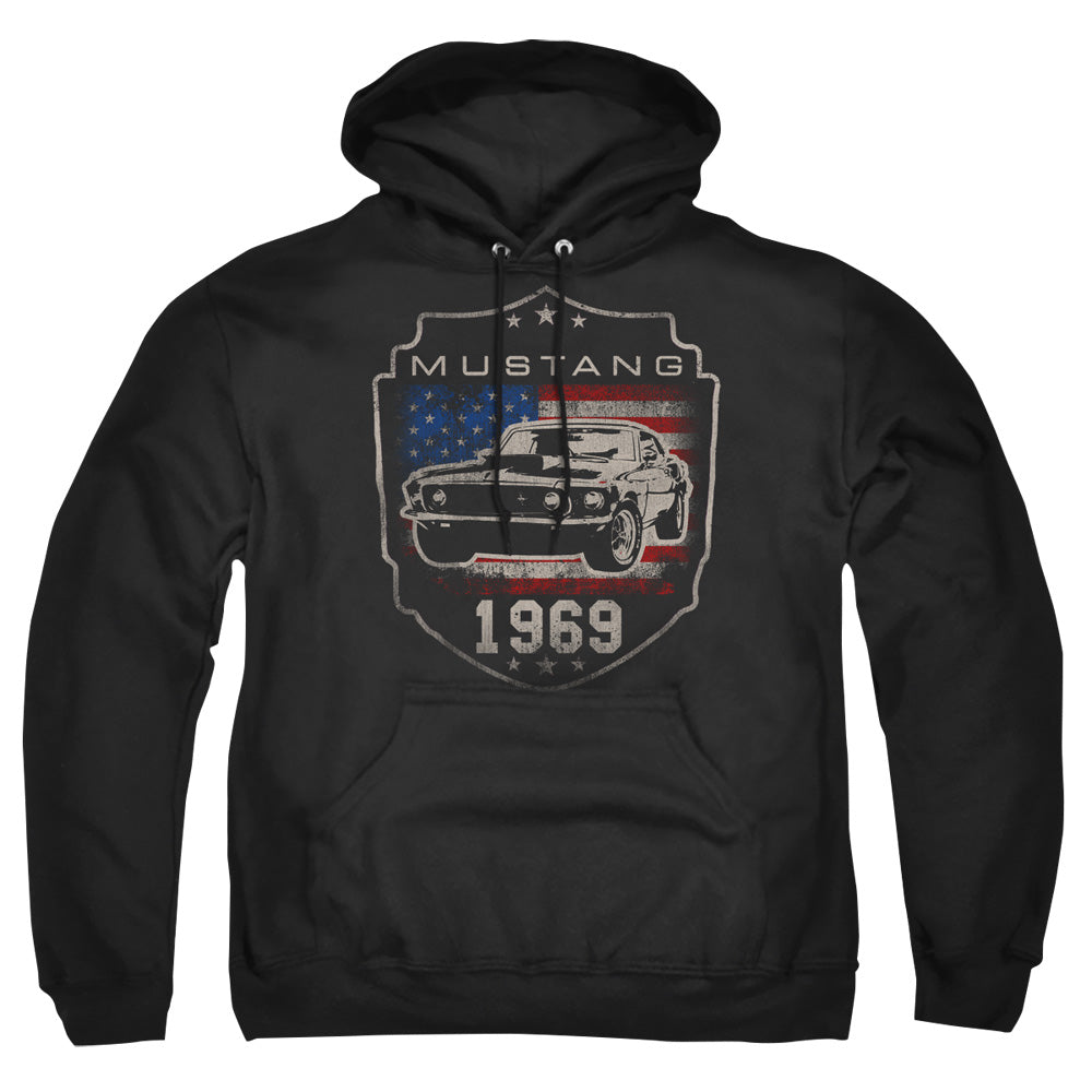 Ford Mustang 1969 Flag Mens Hoodie Black Officially Licensed
