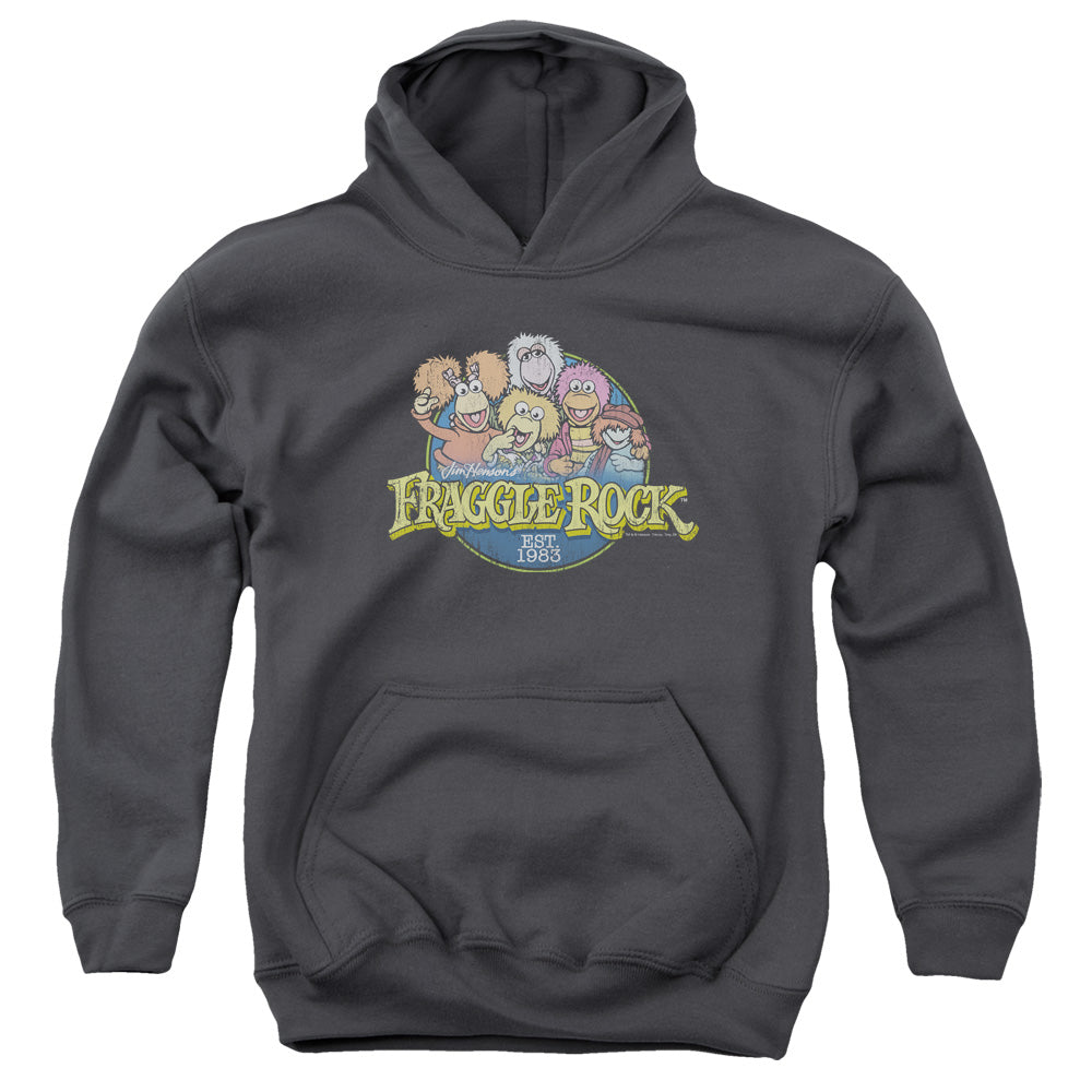 Fraggle Rock Circle Logo Kids Youth Hoodie Charcoal