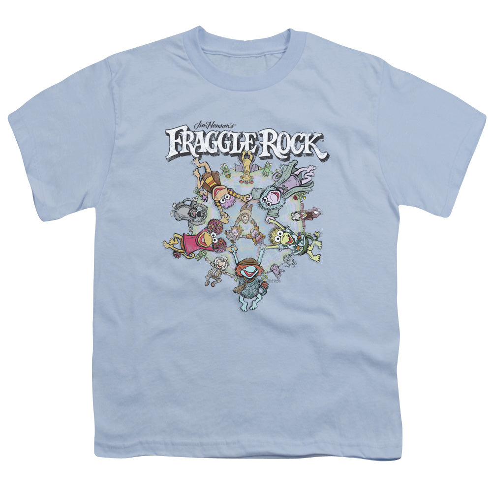Fraggle Rock Spinning Gang Kids Youth T Shirt Light Blue