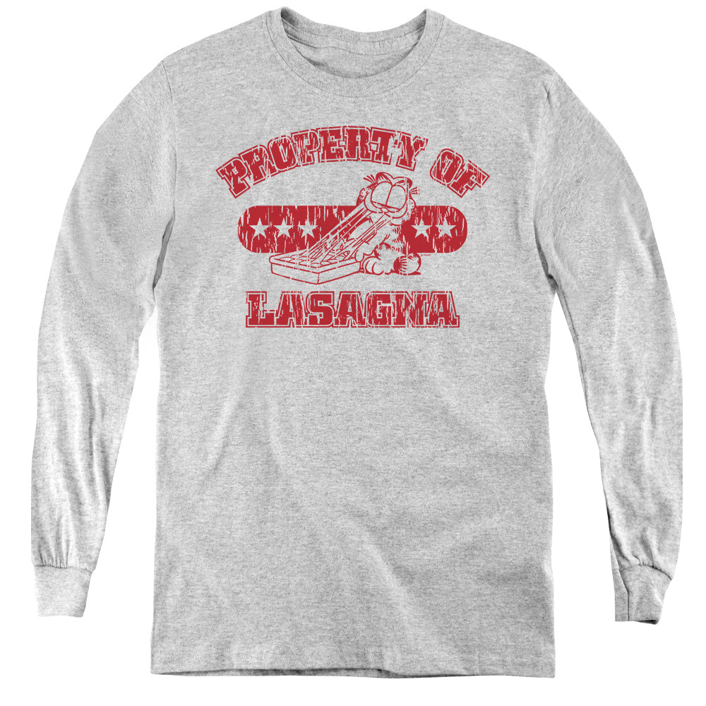 Garfield Property of Lasagna Long Sleeve Kids Youth T Shirt Athletic Heather