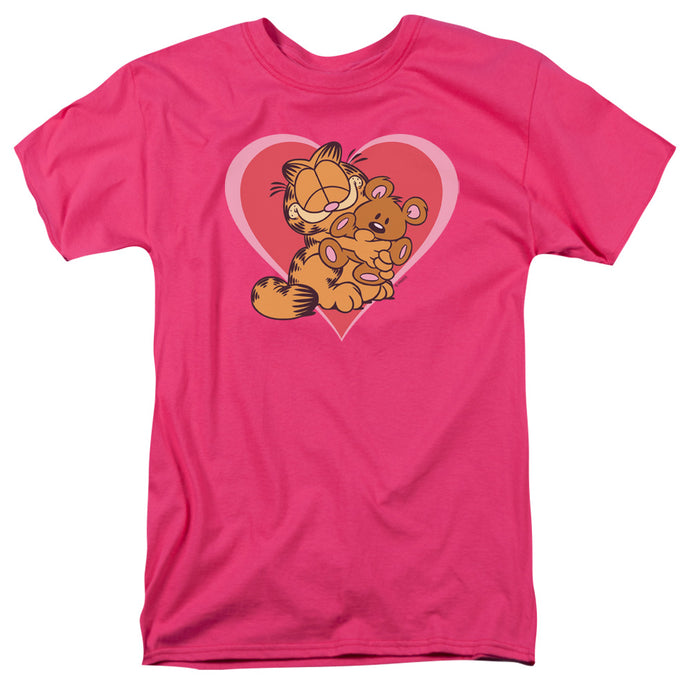 Garfield Cute N Cuddly Mens T Shirt Hot Pink