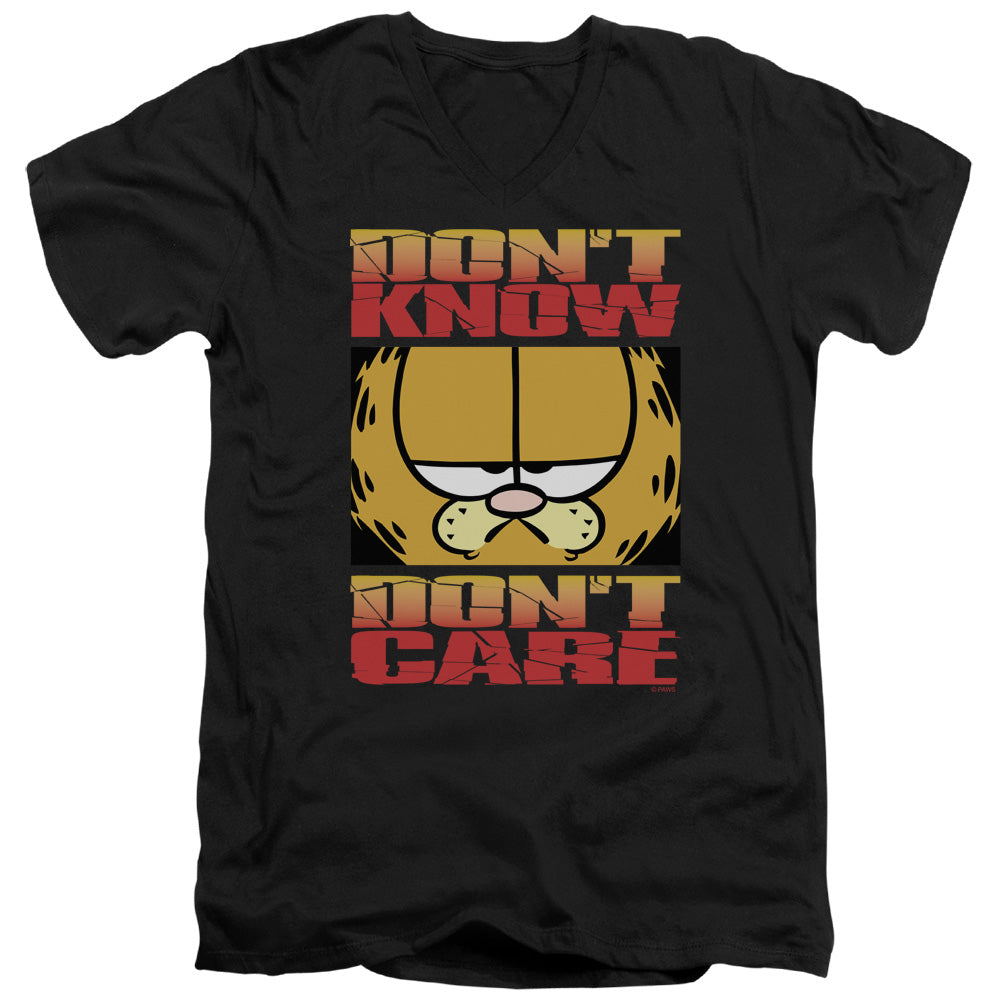 Garfield Dont Know Dont Care Mens Slim Fit V-Neck T Shirt Black