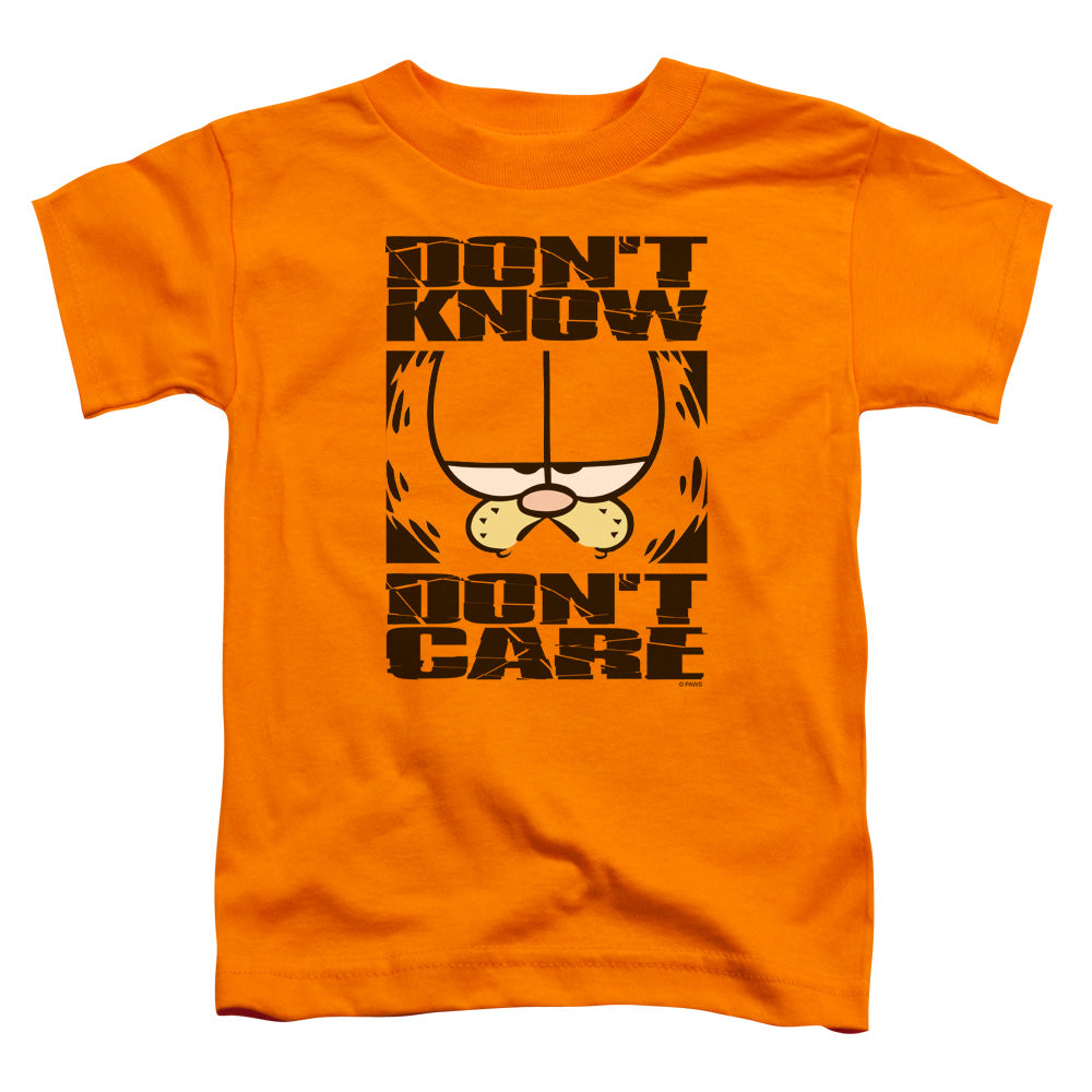 Garfield Dont Know Dont Care Toddler Kids Youth T Shirt Orange