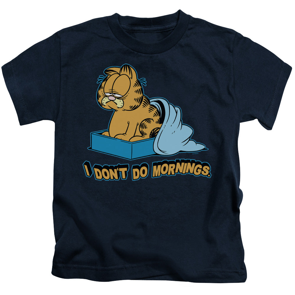 Garfield I Dont Do Mornings Juvenile Kids Youth T Shirt Navy