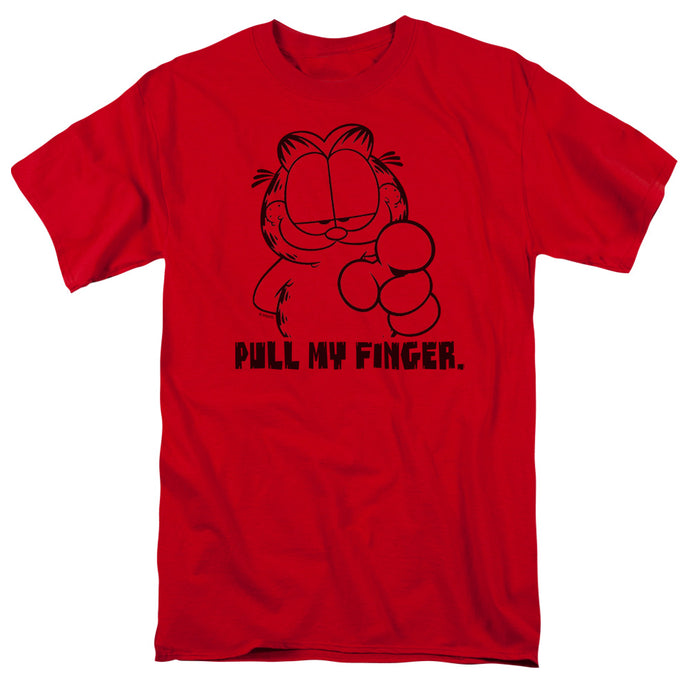 Garfield Pull My Finger Mens T Shirt Red