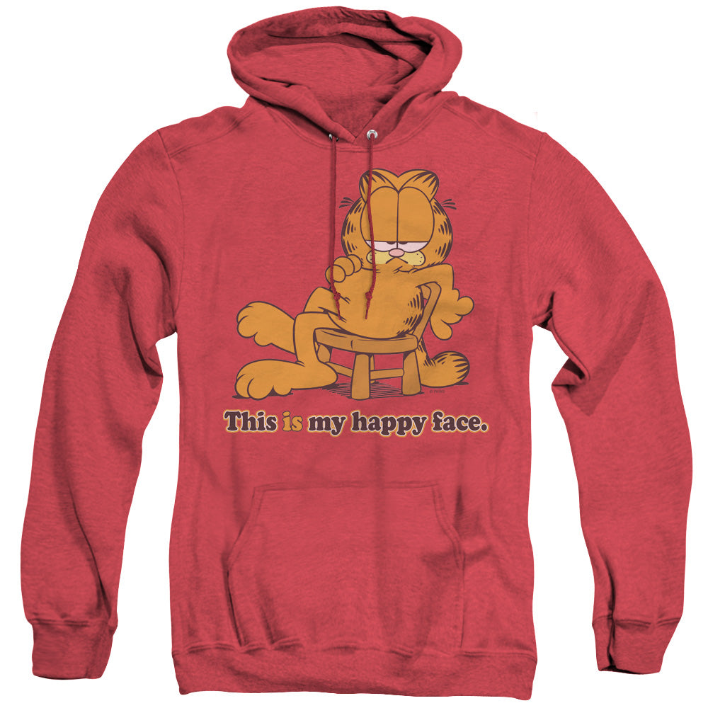 Garfield Happy Face Heather Mens Hoodie Red