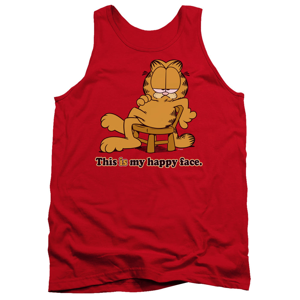 Garfield Happy Face Mens Tank Top Shirt Red