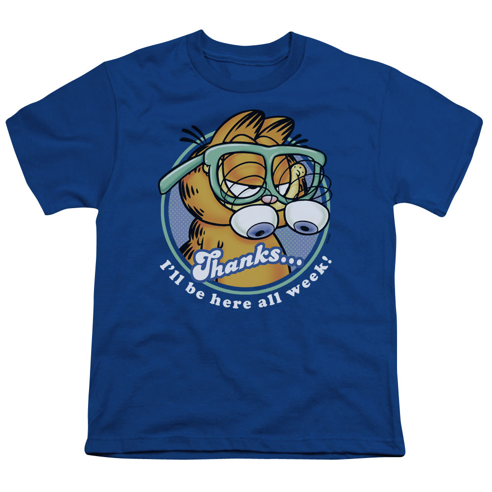 Garfield Performing Kids Youth T Shirt Royal Blue