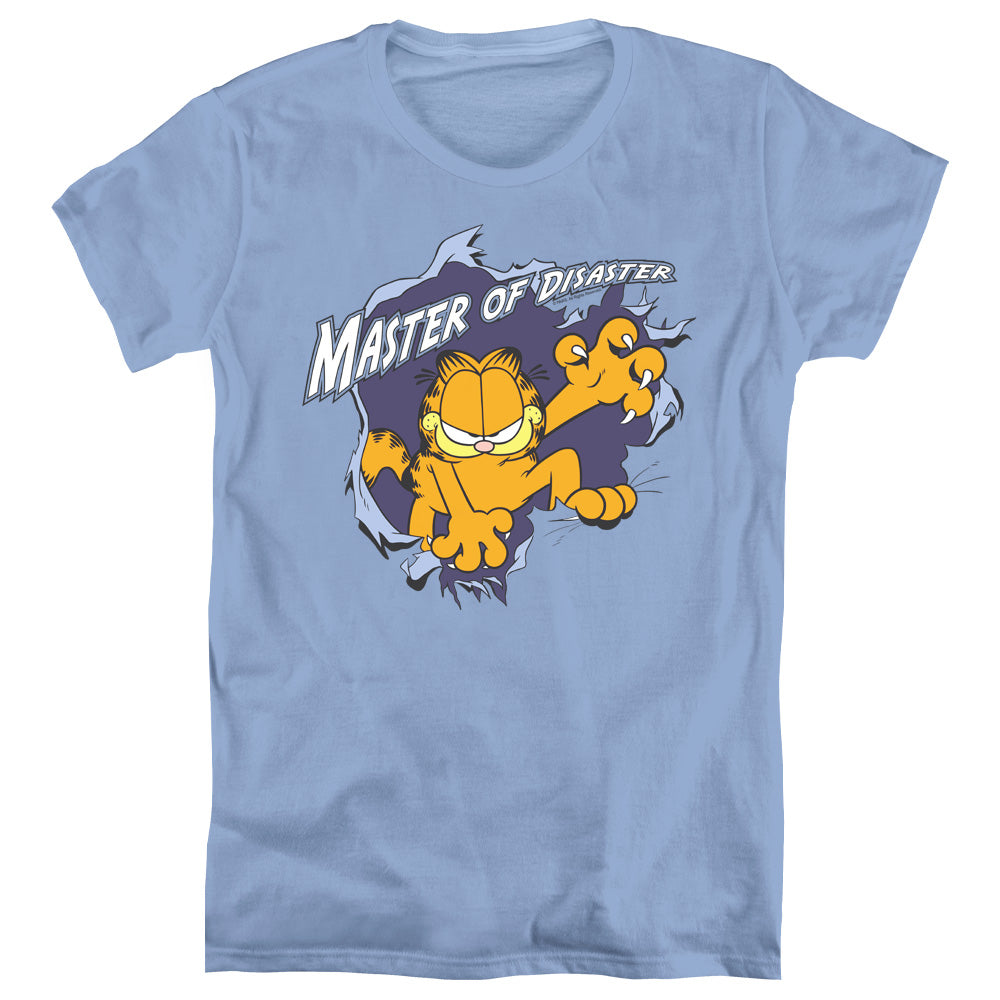 Garfield Master of Disaster Womens T Shirt Carolina Blue