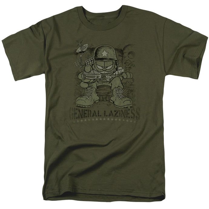 Garfield General Laziness Mens T Shirt Military Green