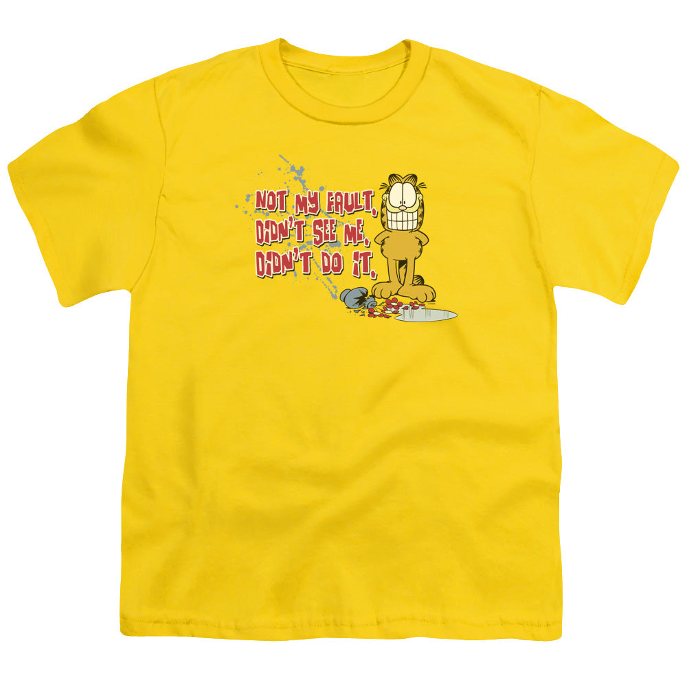 Garfield Not My Fault Kids Youth T Shirt Yellow