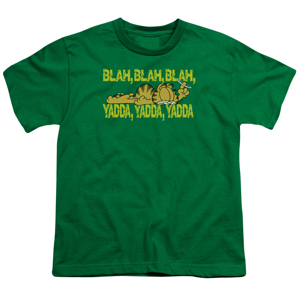 Garfield Blah Blah Blah Kids Youth T Shirt Kelly Green