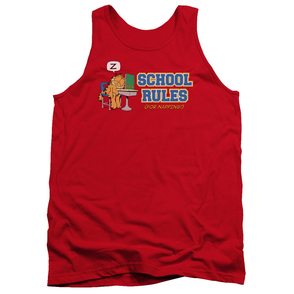 Garfield School Rules Mens Tank Top Shirt Red