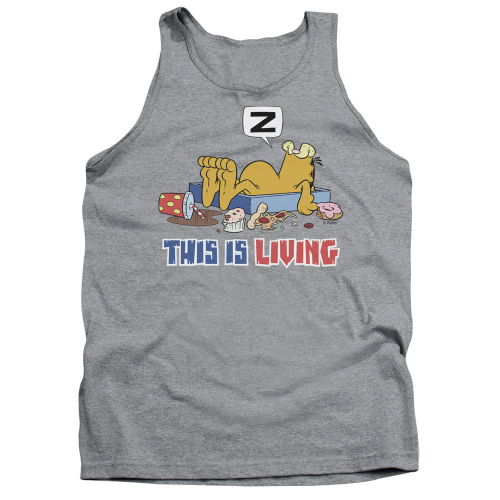 Garfield This is Living Mens Tank Top Shirt Athletic Heather