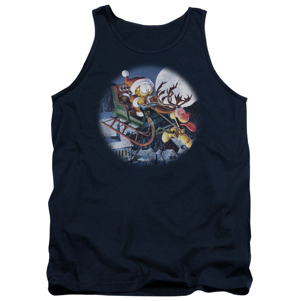 Garfield Moonlight Ride Mens Tank Top Shirt Navy