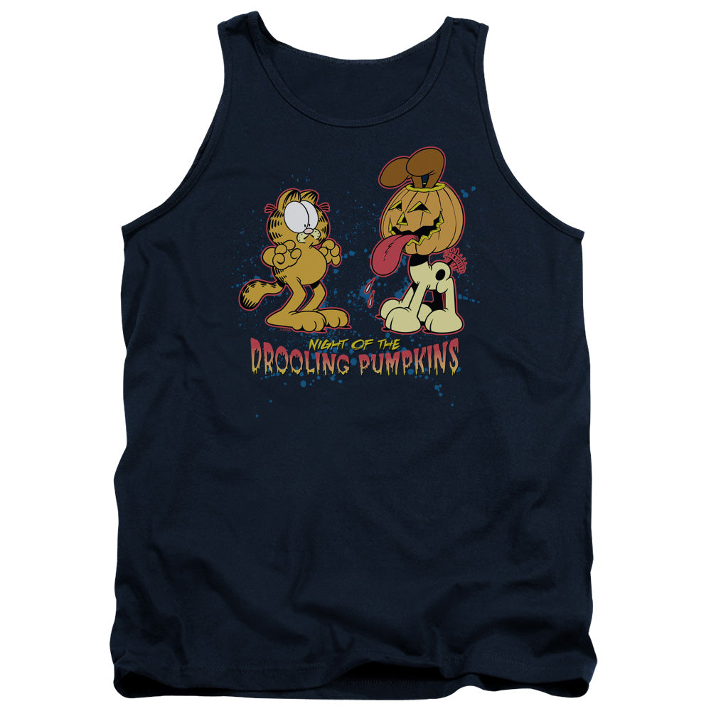 Garfield Drooling Pumpkins Mens Tank Top Shirt Navy
