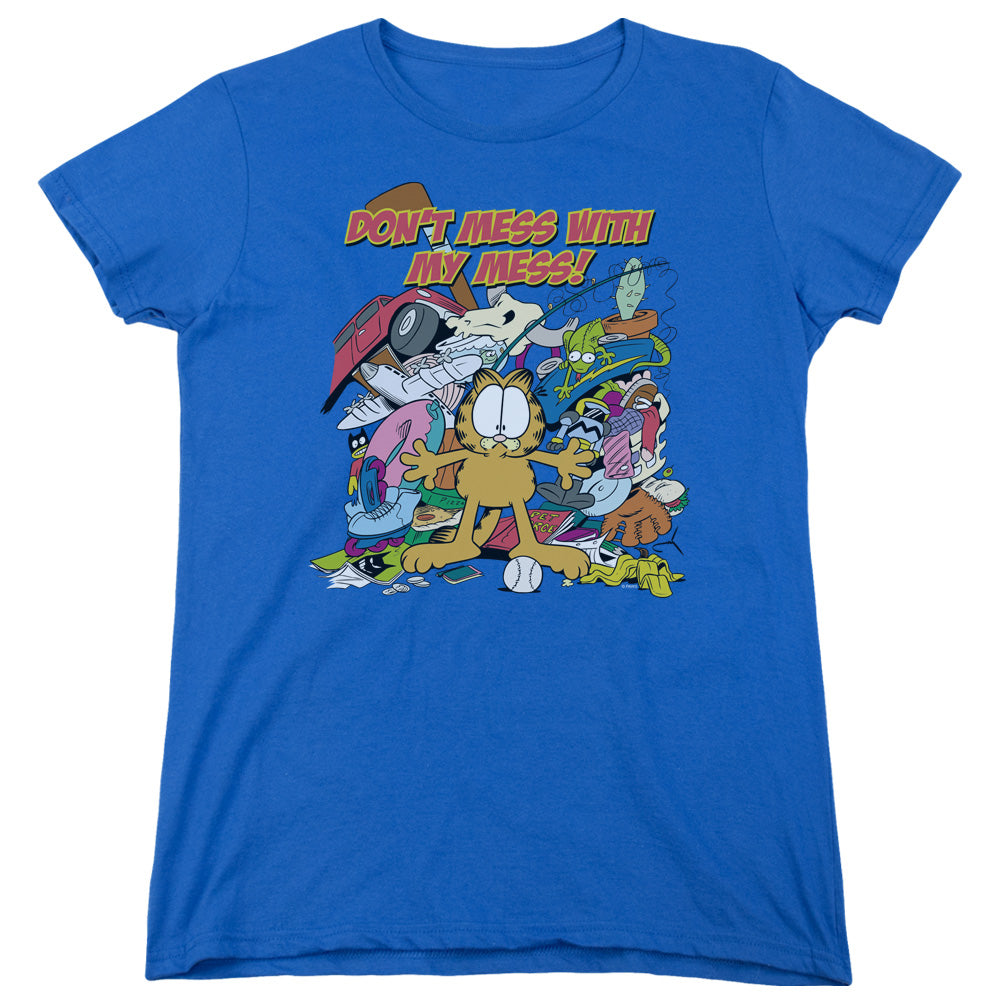 Garfield My Mess Womens T Shirt Royal Blue