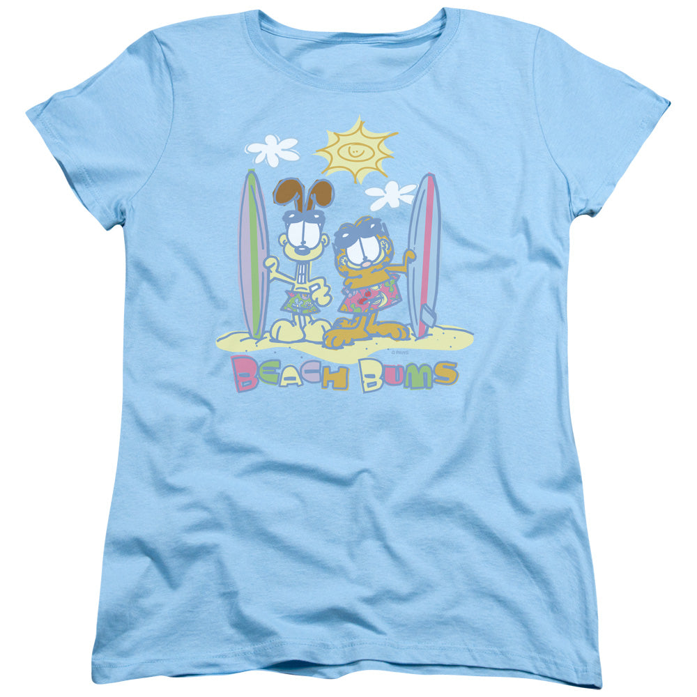 Garfield Beach Bums Womens T Shirt Light Blue