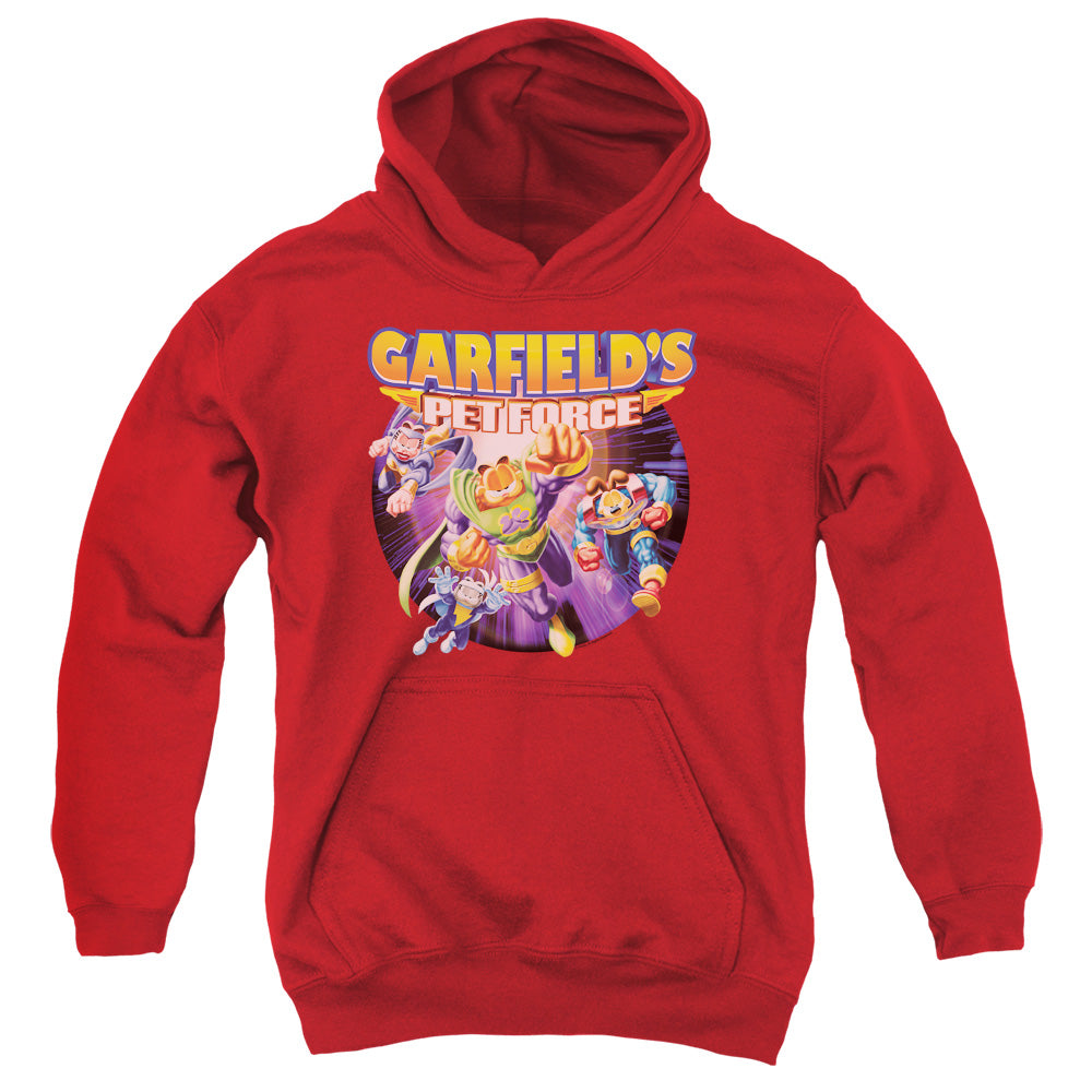 Garfield Pet Force Four Kids Youth Hoodie Red